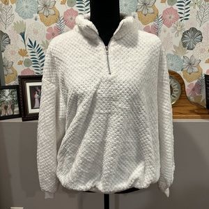 Super SOFT White Zip-up Sweatshirt